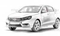 Эскиз седана Lada Vesta Вид спереди